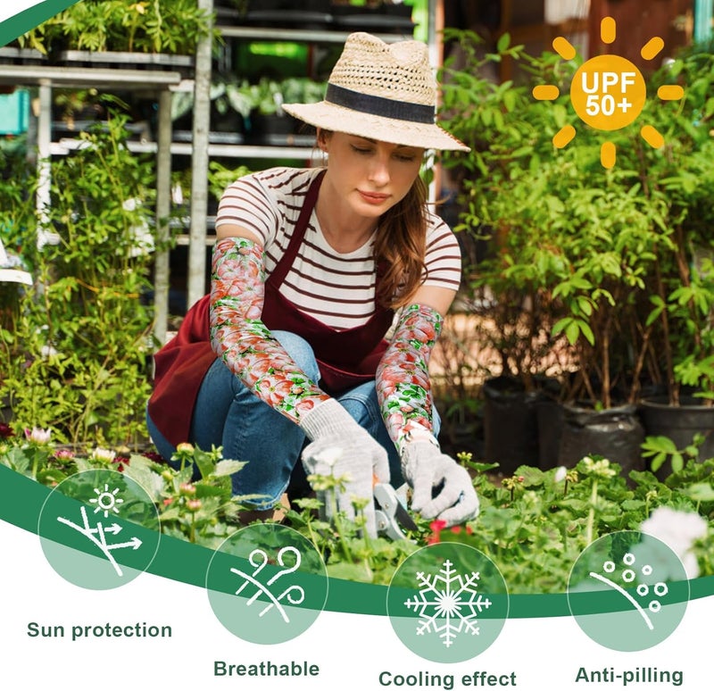 Mukum 4 Pairs Gardening Sleeves Anti-Slip Arm Protection with Thumb Hole Sun Sleeve Cooling Arm Sleeves for Women Men Outdoor - Image 5
